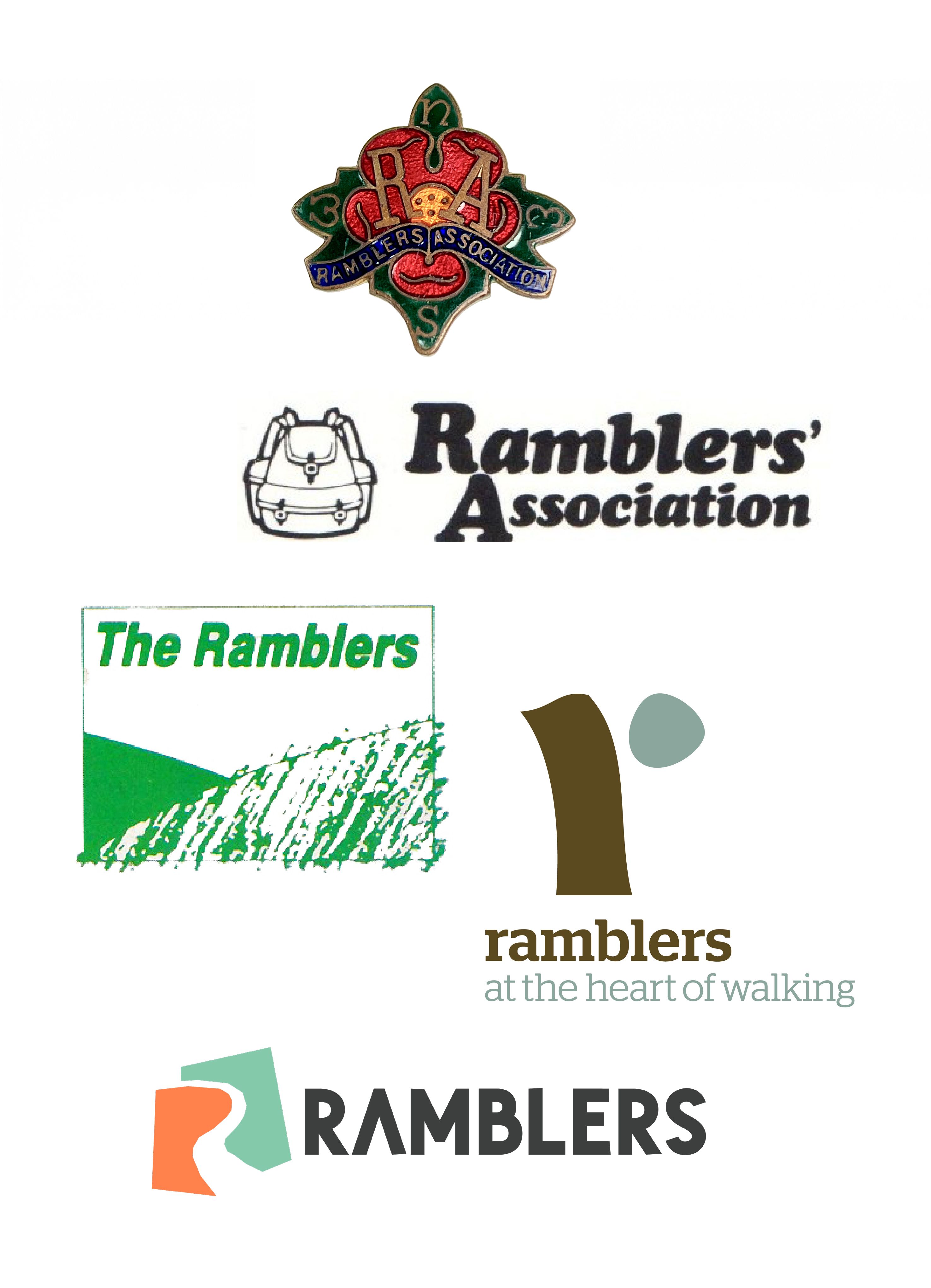 Ramblers Association badge; Ramblers' Association logo with rucksack