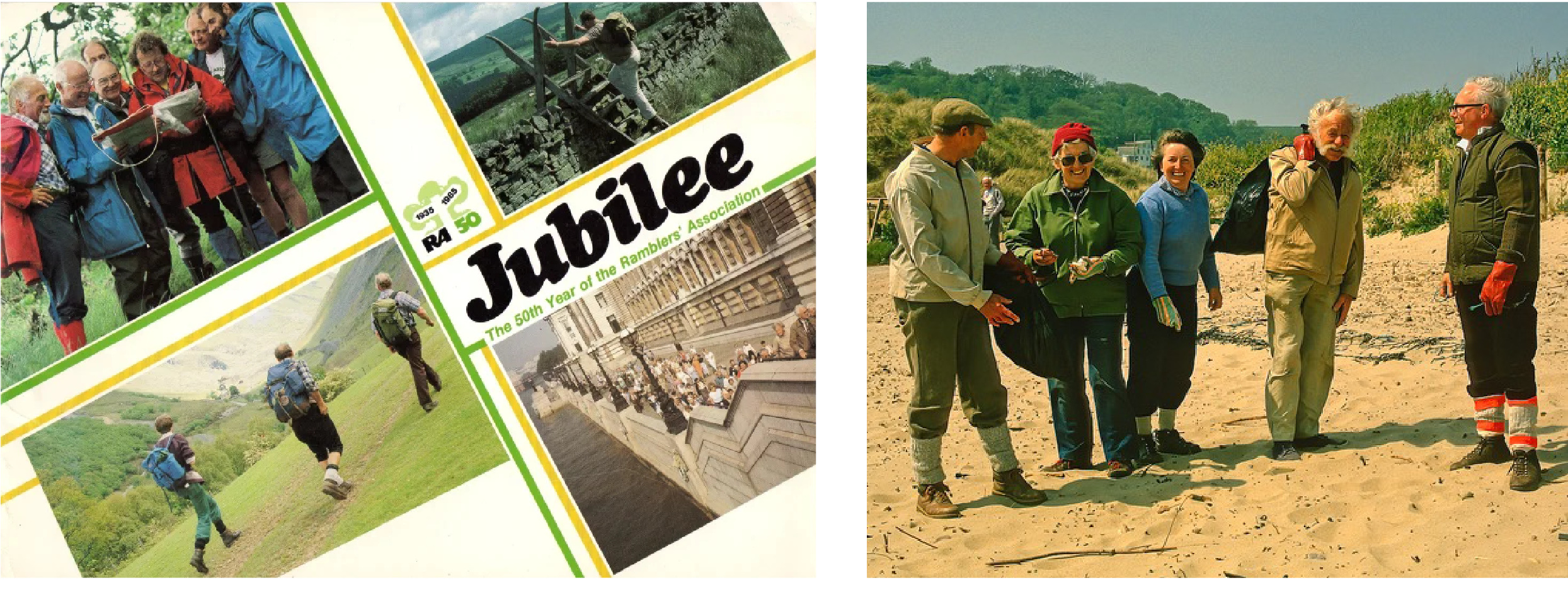 Poster advertising Ramblers Jubilee walk; ramblers litter picking