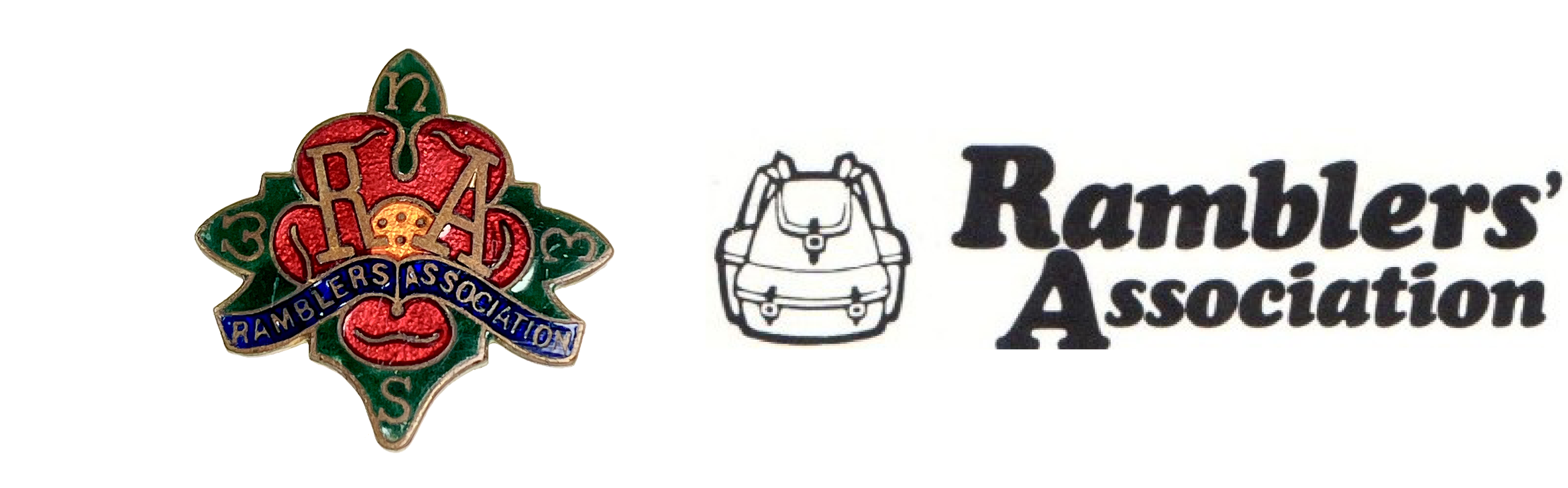 Ramblers Association badge; Ramblers' Association logo with rucksack
