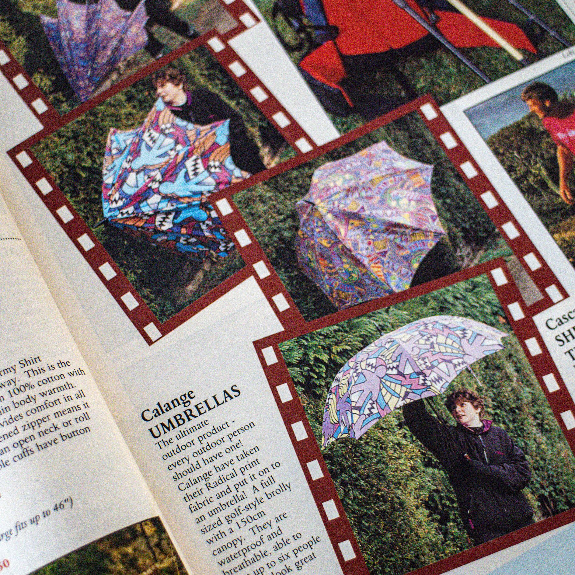 Catalogue showing a display for "Calange umbrellas"