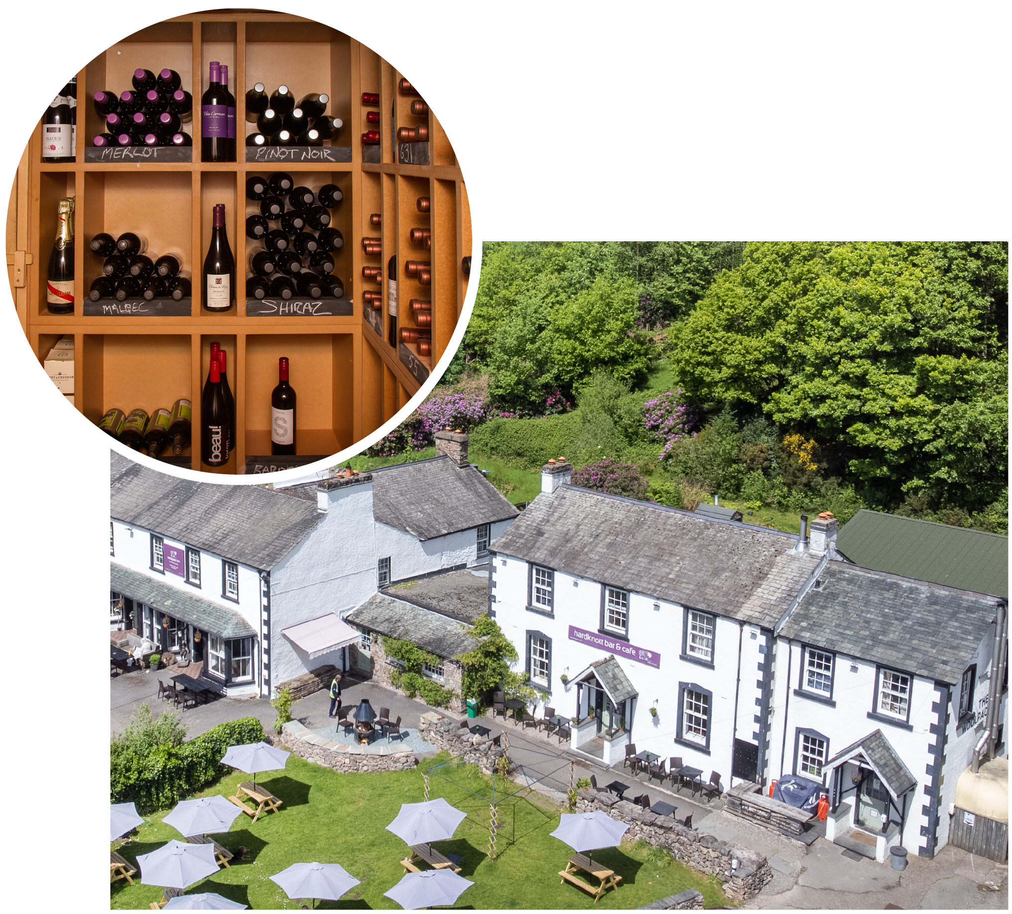 Interior and exterior of Woolpack Inn, Eskdale, Cumbria