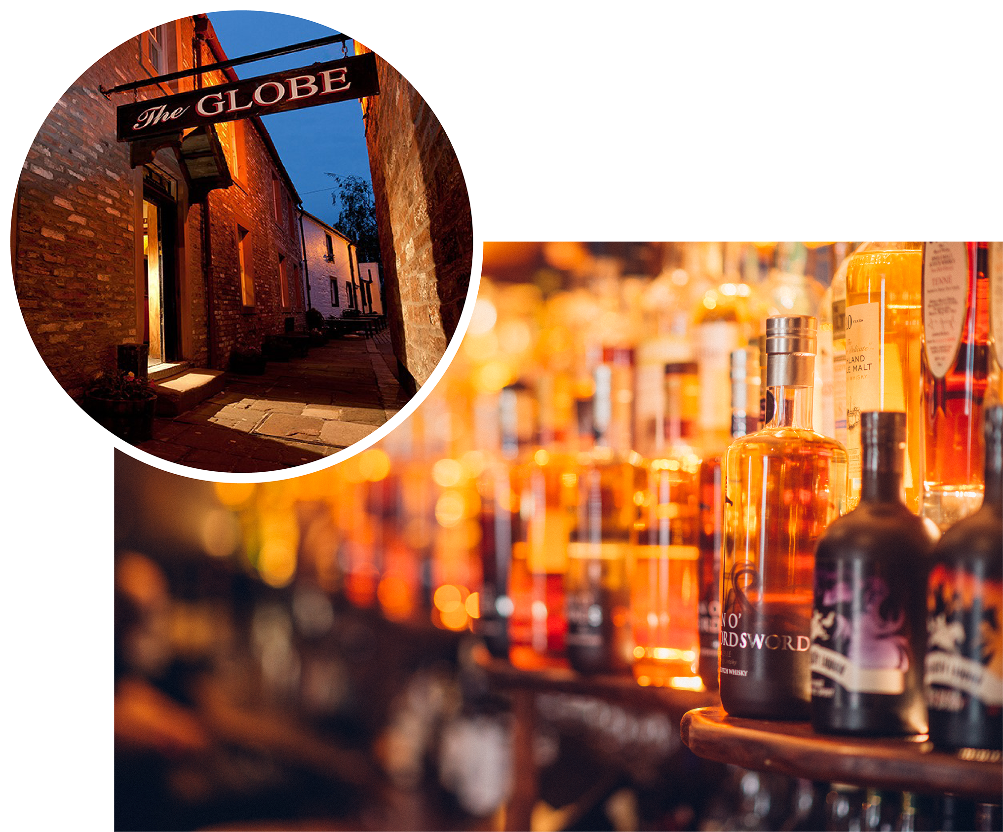 Interior and exterior of The Globe Inn, Dumfries