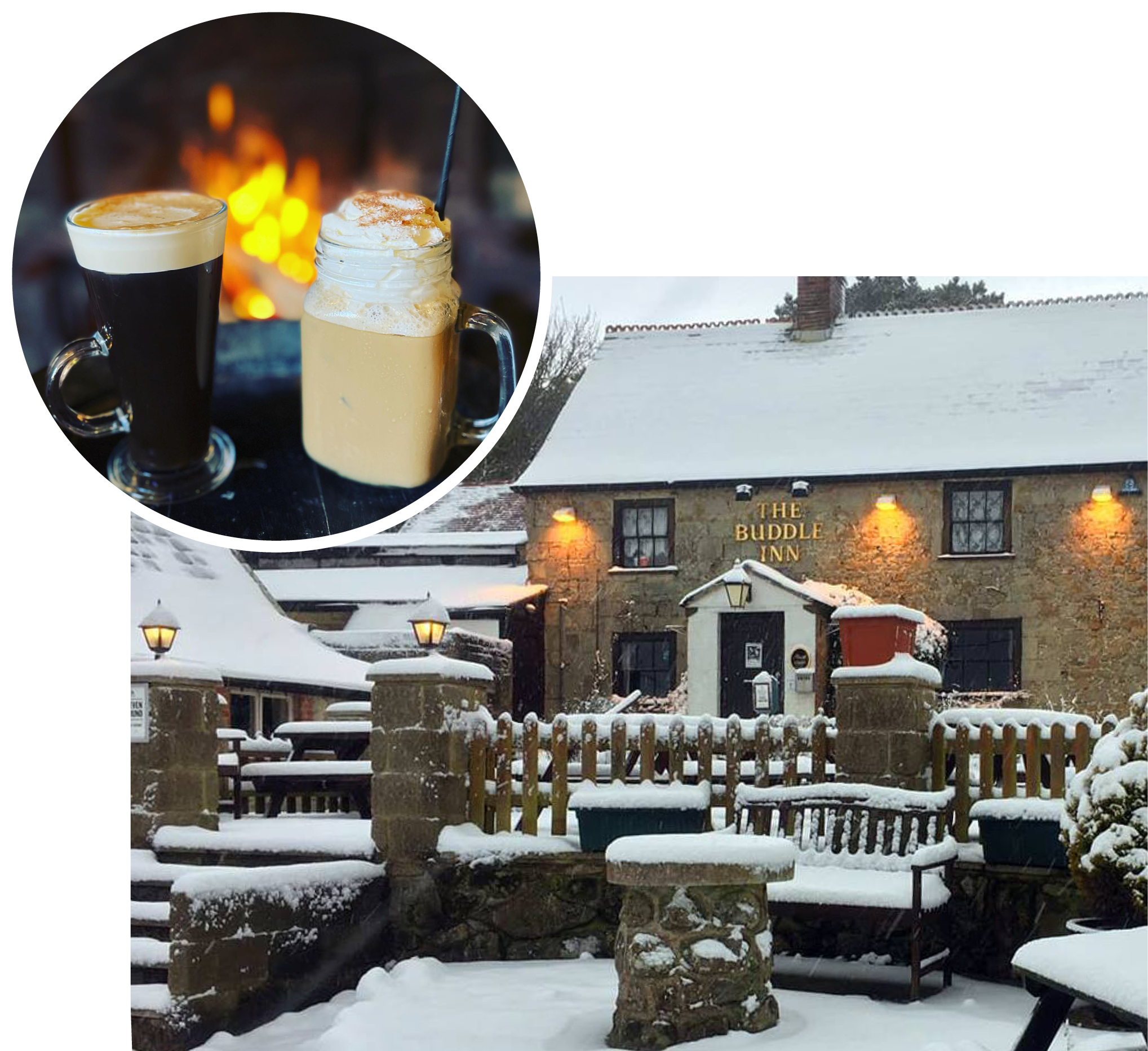 Interior and exterior of The Buddle Inn, Niton, Isle of Wight