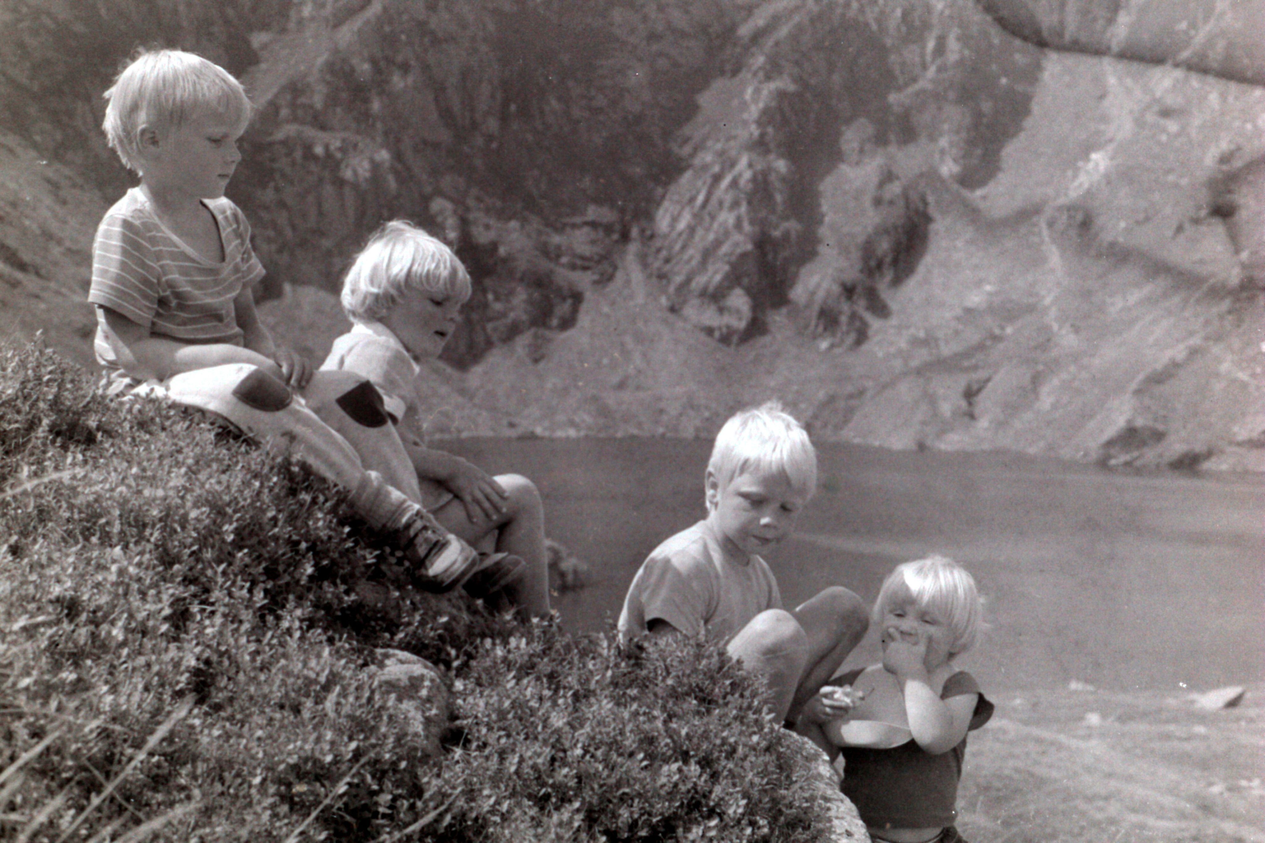 Four children at Cadair Idris, Gwynedd, in 1990