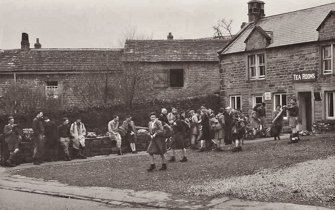 Ramblers party in 1948 at a tea room in Great Hucklow, Derbyshire 